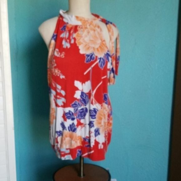 Top ANA Shirt Top Sleeveless Blouse Hi Tie Women's Size Extra Large - Picture 3 of 9